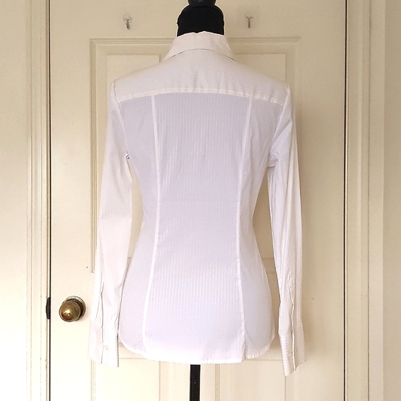 NWT. The Limited Cotton Rayon Spandex Dress Shirt w/gold stripes & waist design. - Picture 2 of 6